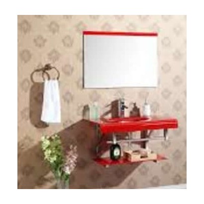 Gabinete de Vidro Capri c/ cuba, espelho, prateleira e porta toalhas